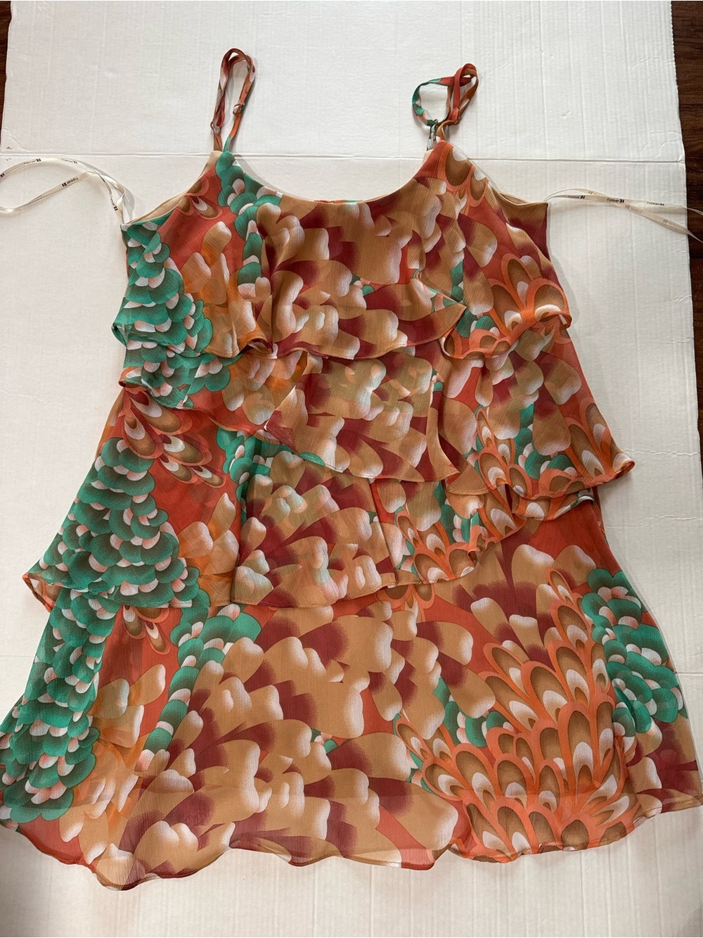 Forever 21 Orange Green Tiered Floral Camisole